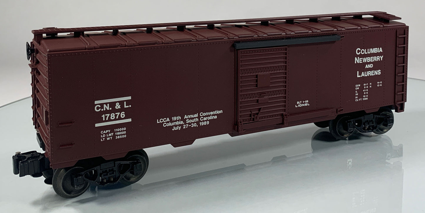 LIONEL • O GAUGE • 1989 LCCA Convention Columbia Newbury and Laurens Boxcar 6-17876 • NEW OLD STOCK