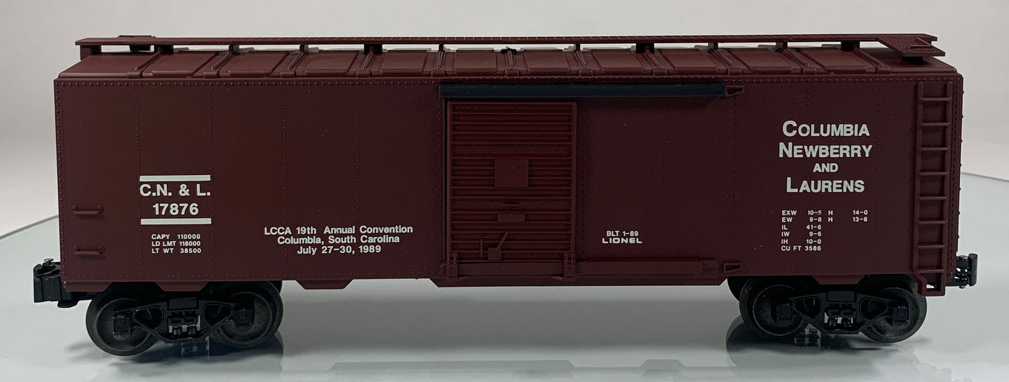 LIONEL • O GAUGE • 1989 LCCA Convention Columbia Newbury and Laurens Boxcar 6-17876 • NEW OLD STOCK