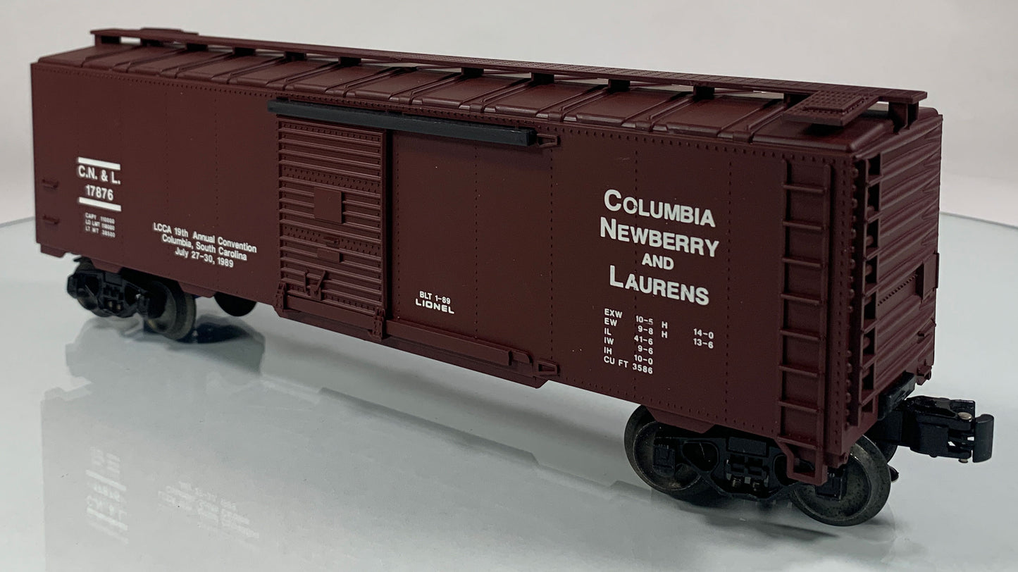 LIONEL • O GAUGE • 1989 LCCA Convention Columbia Newbury and Laurens Boxcar 6-17876 • NEW OLD STOCK