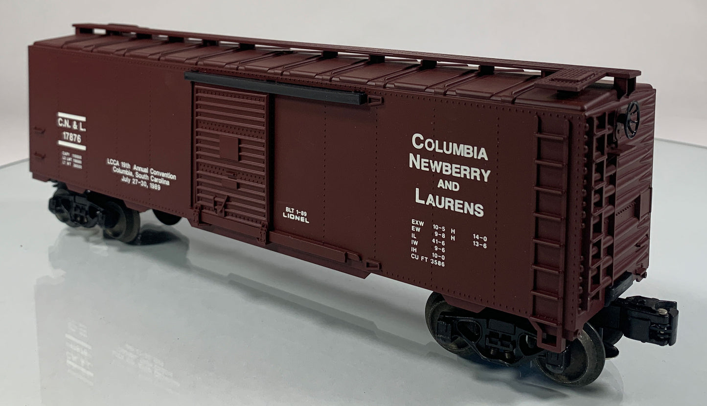 LIONEL • O GAUGE • 1989 LCCA Convention Columbia Newbury and Laurens Boxcar 6-17876 • NEW OLD STOCK