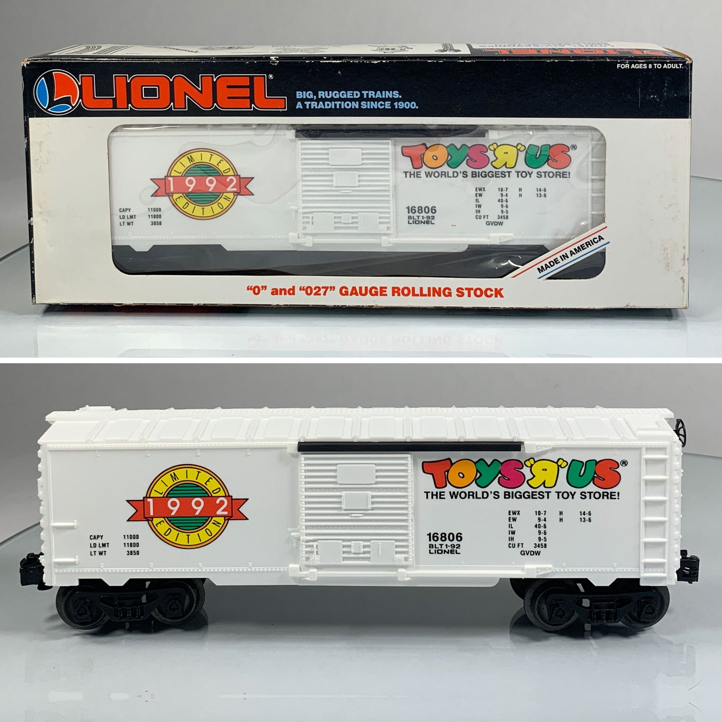 LIONEL • O GAUGE • 1992 Toys R Us Limited Edition Boxcar 6-16806 • NEW OLD STOCK