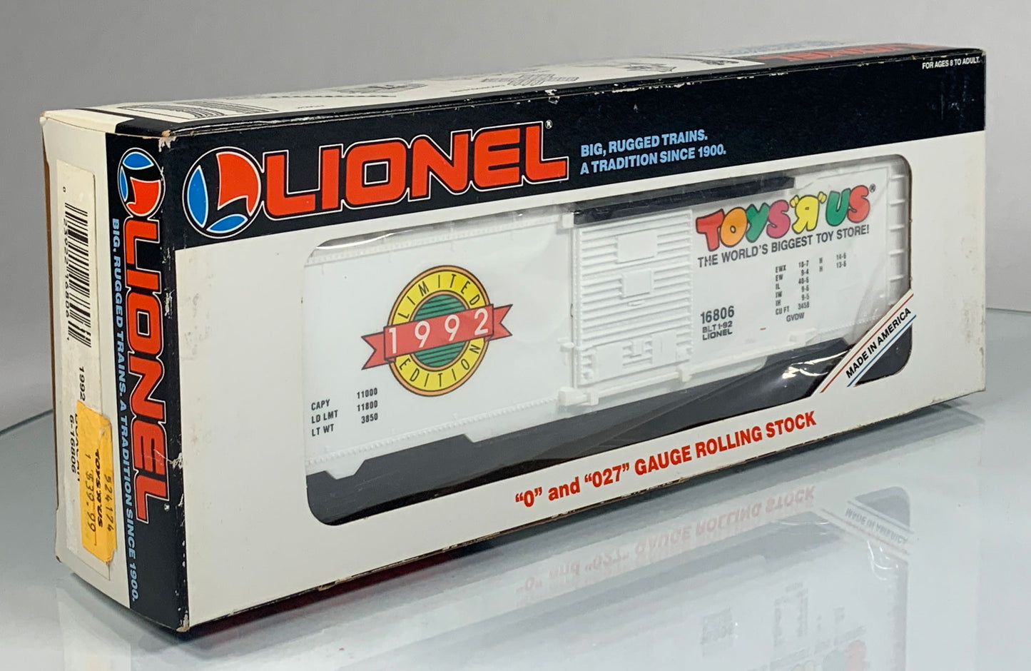 LIONEL • O GAUGE • 1992 Toys R Us Limited Edition Boxcar 6-16806 • NEW OLD STOCK