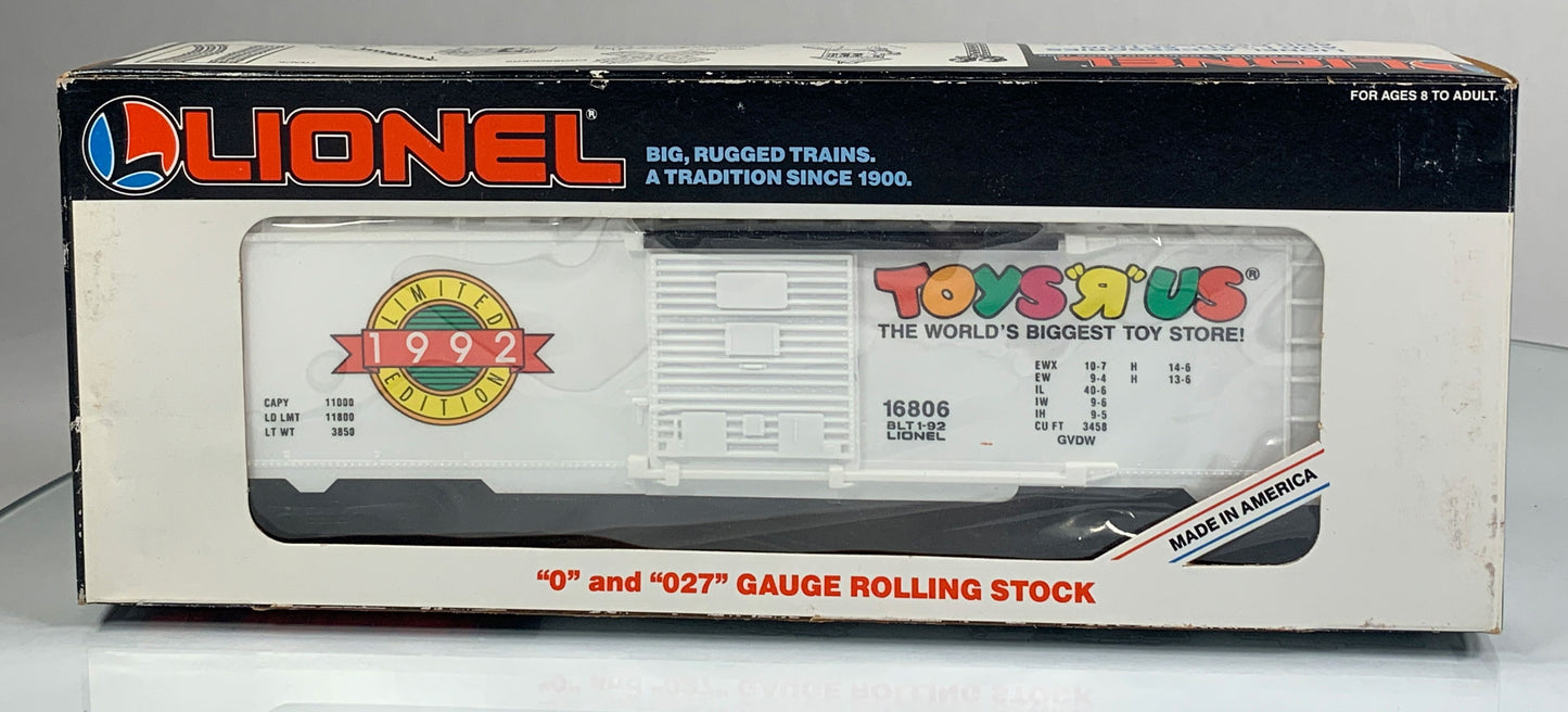 LIONEL • O GAUGE • 1992 Toys R Us Limited Edition Boxcar 6-16806 • NEW OLD STOCK