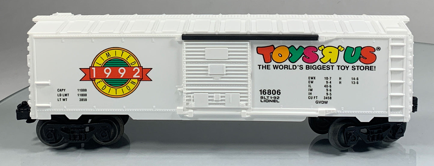 LIONEL • O GAUGE • 1992 Toys R Us Limited Edition Boxcar 6-16806 • NEW OLD STOCK