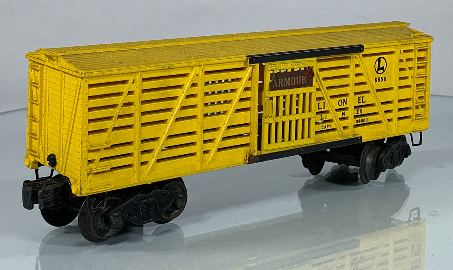 LIONEL • O GAUGE • 1950-1953 Postwar 6656 Armour Lionel Lines Cattle Car • VERY GOOD COND