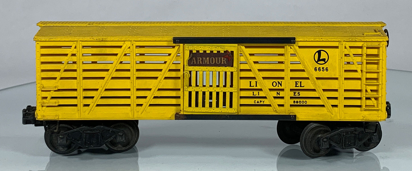 LIONEL • O GAUGE • 1950-1953 Postwar 6656 Armour Lionel Lines Cattle Car • VERY GOOD COND