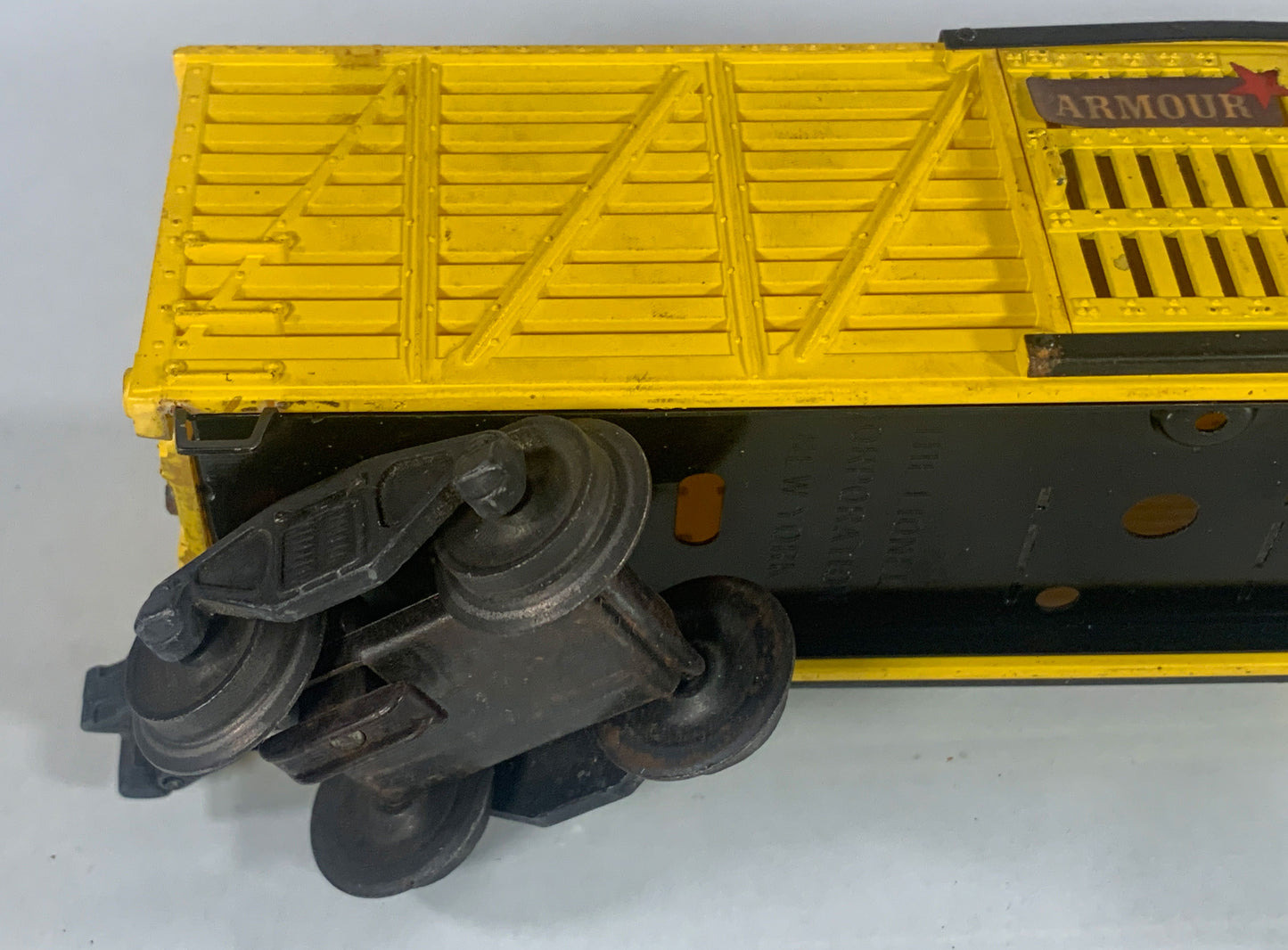 LIONEL • O GAUGE • 1950-1953 Postwar 6656 Armour Lionel Lines Cattle Car • VERY GOOD COND