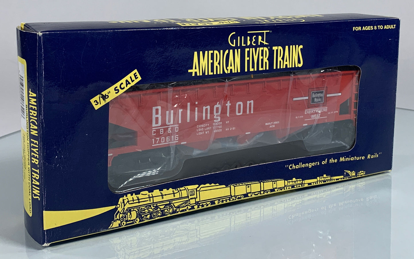 AMERICAN FLYER • S GAUGE • 2003 Burlington Hopper w Coal Load 6-48622 • EX COND