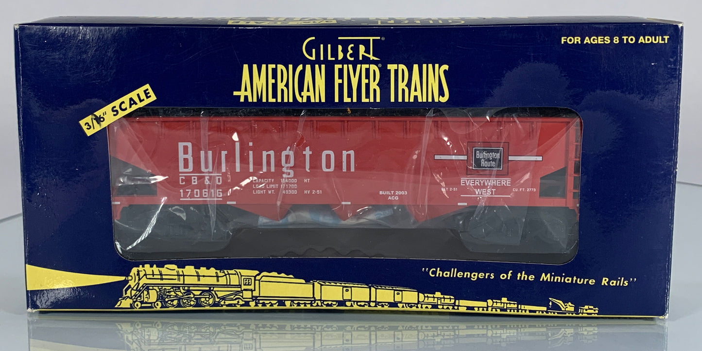 AMERICAN FLYER • S GAUGE • 2003 Burlington Hopper w Coal Load 6-48622 • EX COND