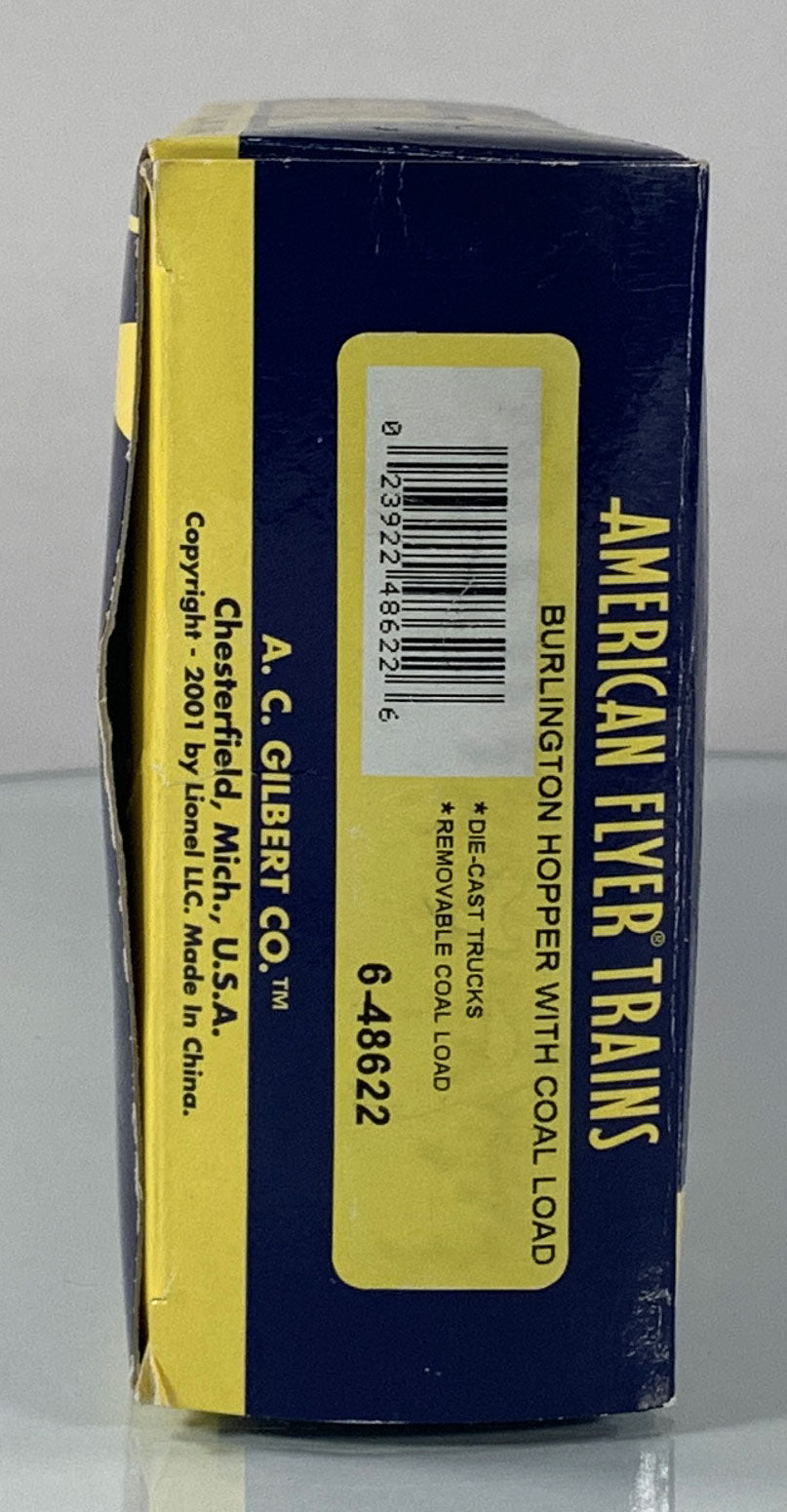 AMERICAN FLYER • S GAUGE • 2003 Burlington Hopper w Coal Load 6-48622 • EX COND