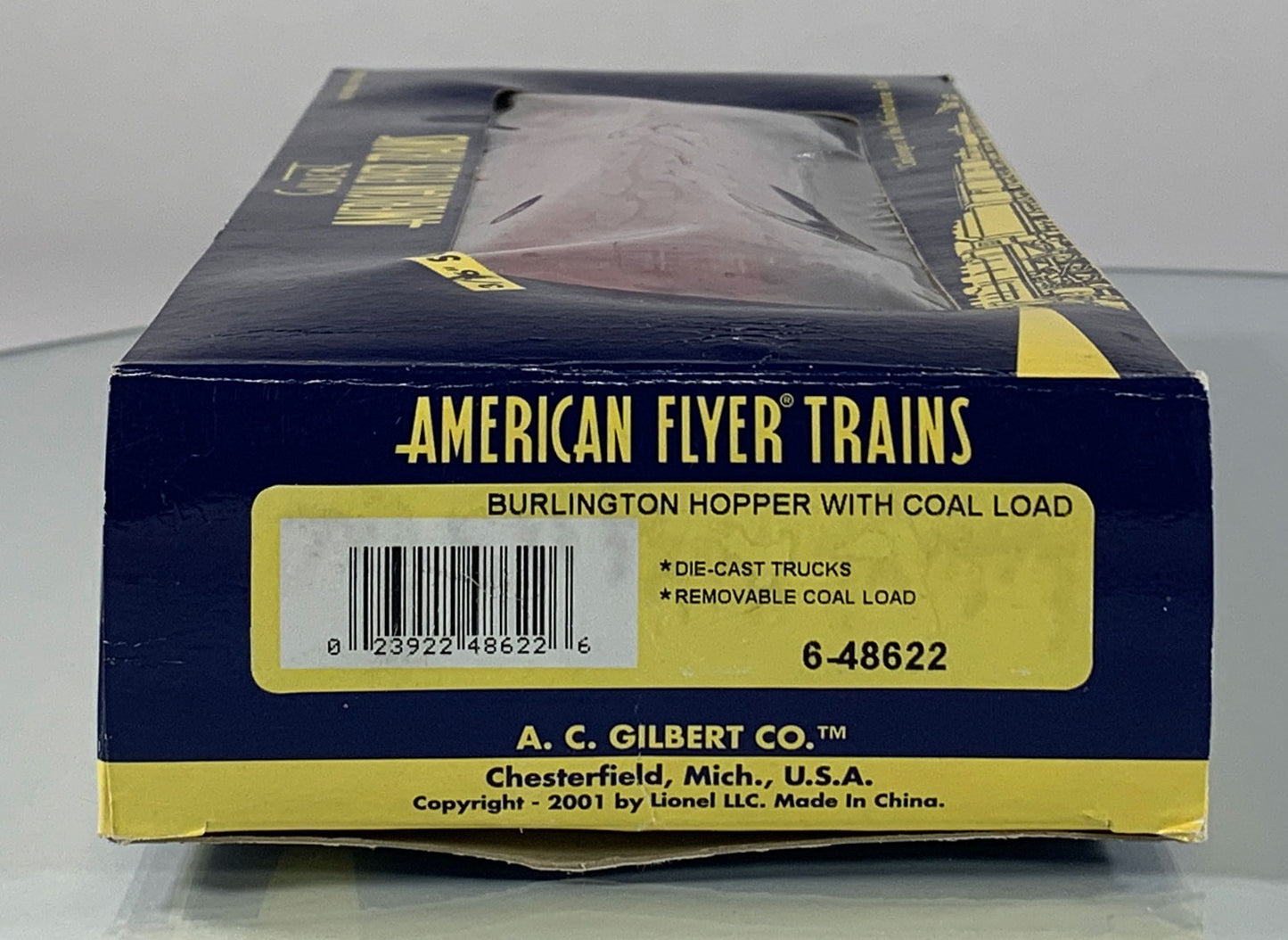AMERICAN FLYER • S GAUGE • 2003 Burlington Hopper w Coal Load 6-48622 • EX COND