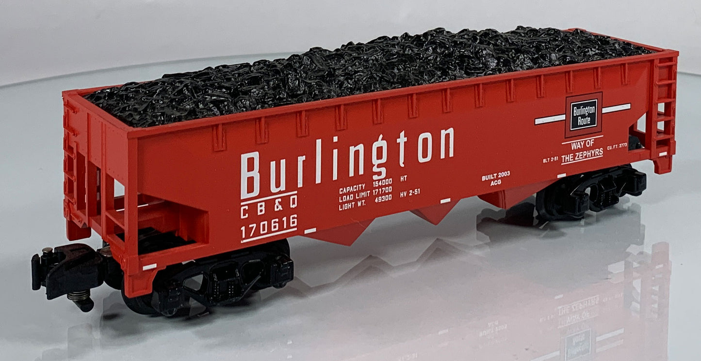 AMERICAN FLYER • S GAUGE • 2003 Burlington Hopper w Coal Load 6-48622 • EX COND