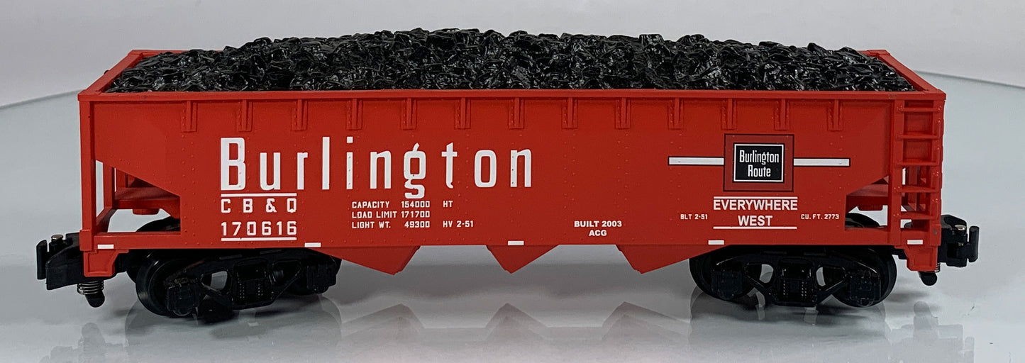 AMERICAN FLYER • S GAUGE • 2003 Burlington Hopper w Coal Load 6-48622 • EX COND