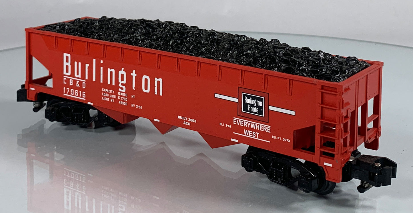 AMERICAN FLYER • S GAUGE • 2003 Burlington Hopper w Coal Load 6-48622 • EX COND