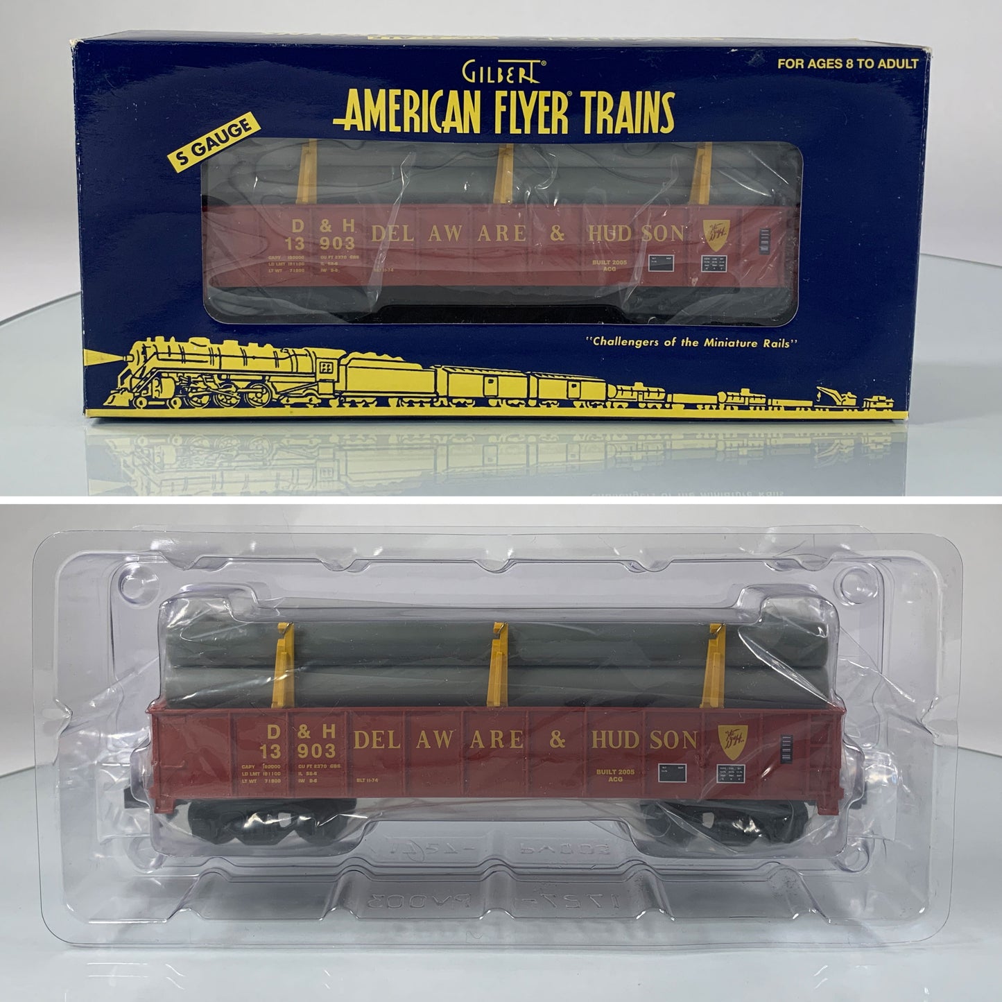 AMERICAN FLYER • S GAUGE • 2005 Delaware & Hudson Gondola w/Pipe Load 6-48541 • NEW OLD STOCK