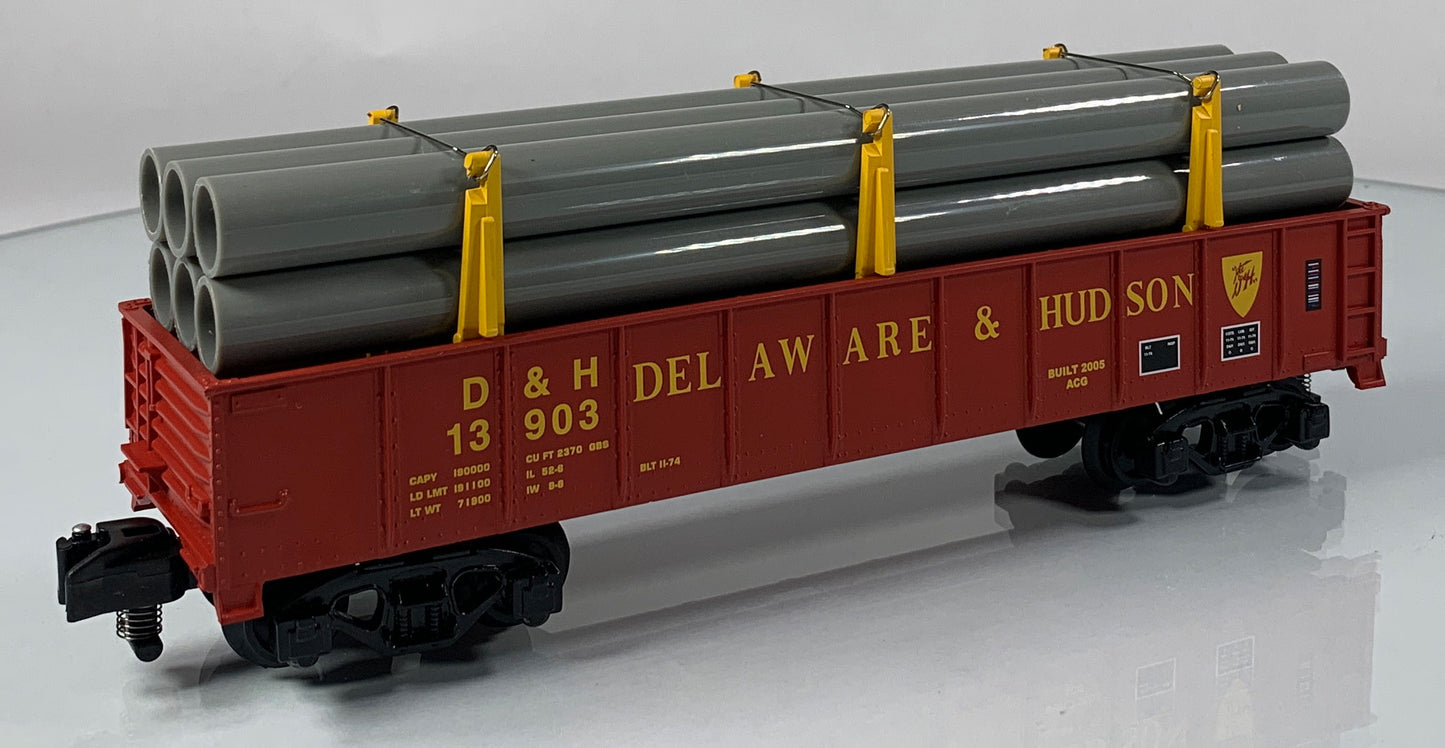 AMERICAN FLYER • S GAUGE • 2005 Delaware & Hudson Gondola w/Pipe Load 6-48541 • NEW OLD STOCK