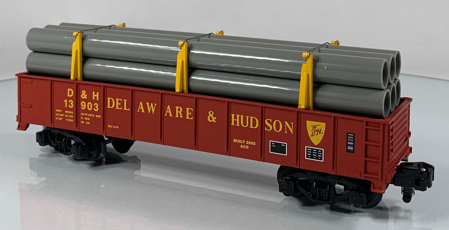 AMERICAN FLYER • S GAUGE • 2005 Delaware & Hudson Gondola w/Pipe Load 6-48541 • NEW OLD STOCK