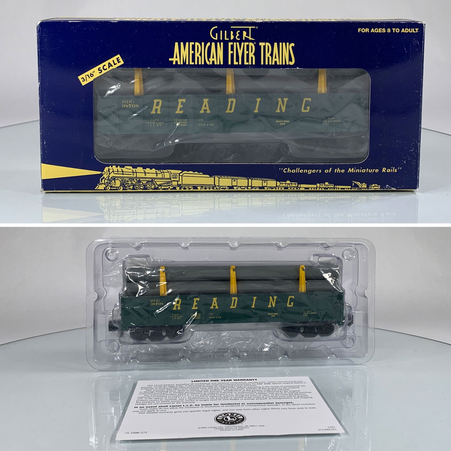 AMERICAN FLYER • S GAUGE • 2002 Reading Gondola w/Pipe Load 6-48526 • NEW OLD STOCK