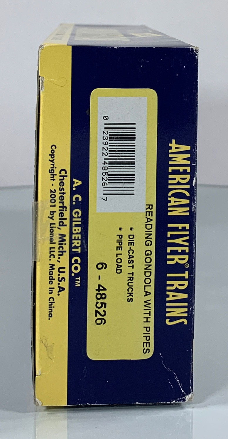 AMERICAN FLYER • S GAUGE • 2002 Reading Gondola w/Pipe Load 6-48526 • NEW OLD STOCK