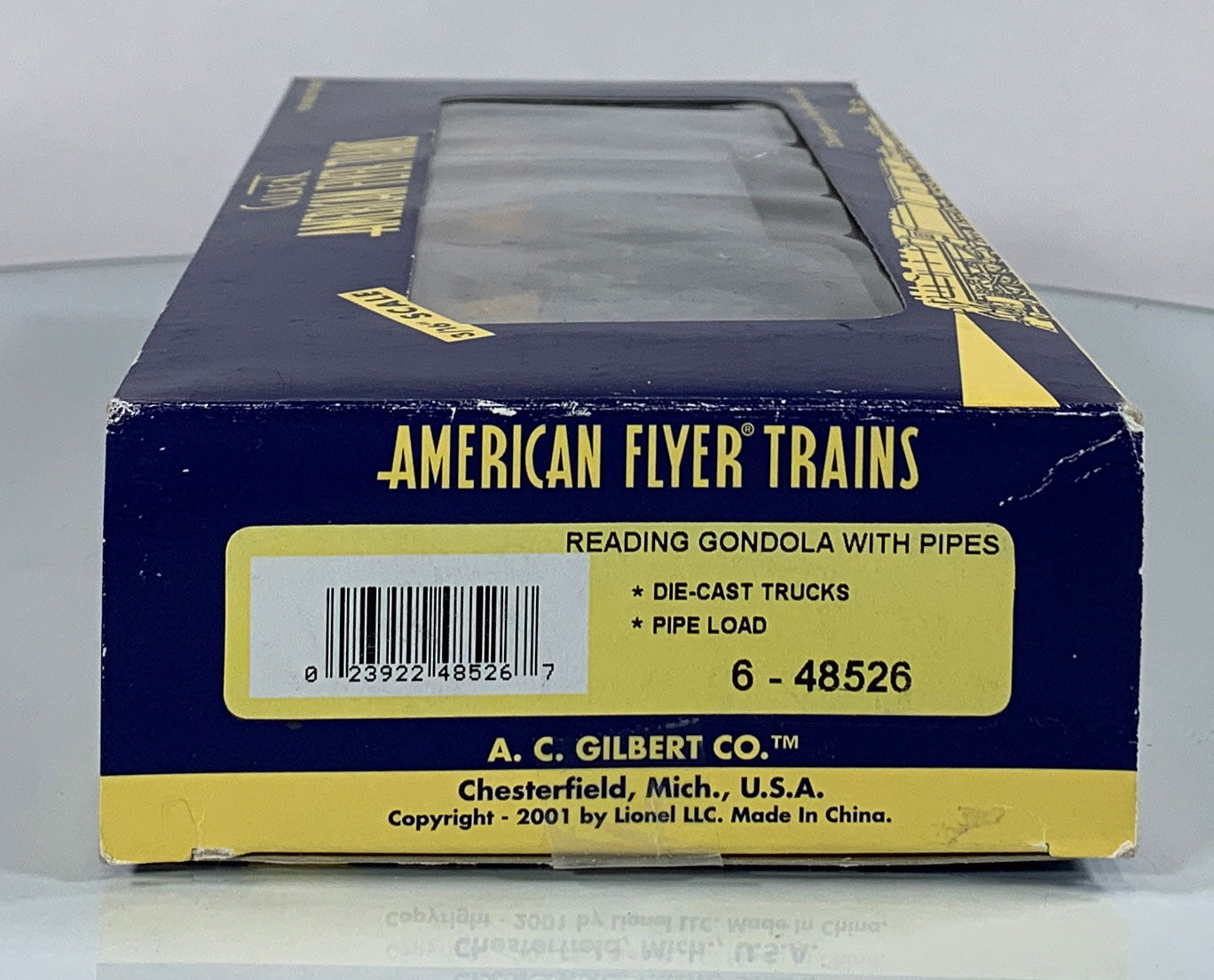 AMERICAN FLYER • S GAUGE • 2002 Reading Gondola w/Pipe Load 6-48526 • NEW OLD STOCK