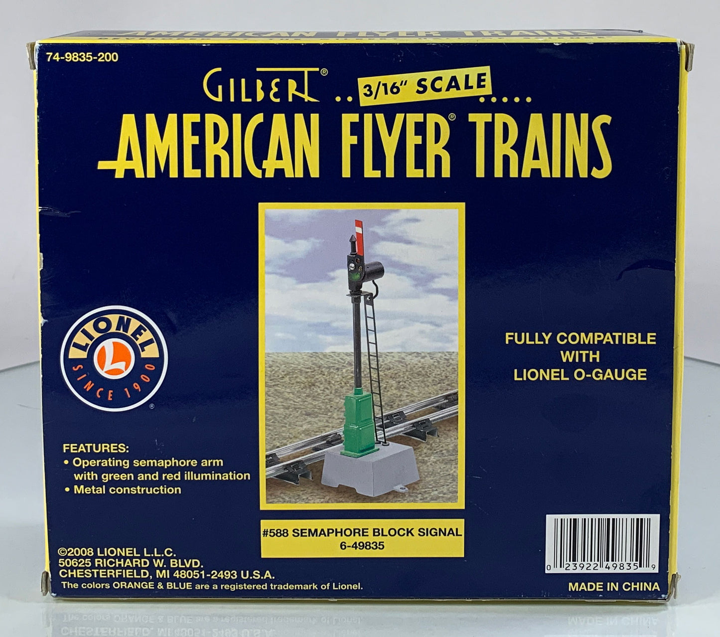 AMERICAN FLYER • S GAUGE • 2007 Operating #588 Semaphore Block Signal 6-49835 • EX COND