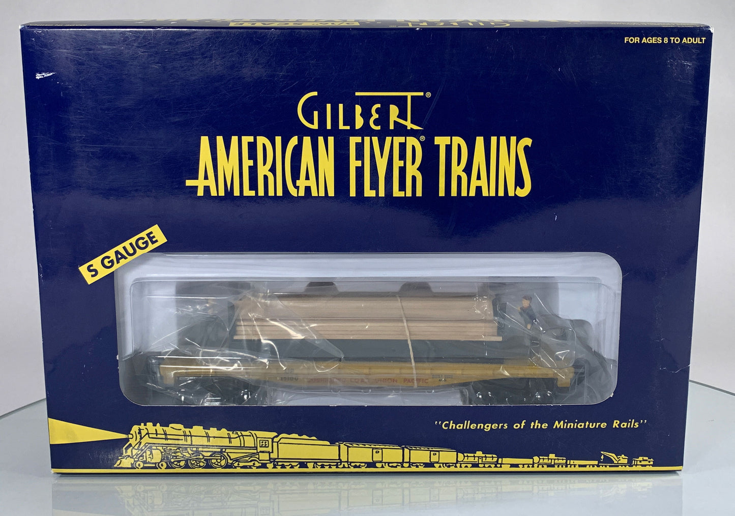 AMERICAN FLYER • S GAUGE • 2003 Union Pacific Moe & Joe Operating Lumber Car 6-49011 • EX COND