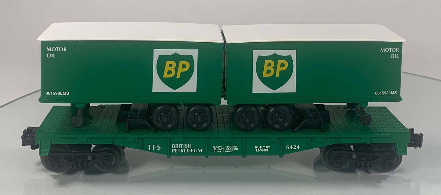 LIONEL • O GAUGE • 2001 BP Flatcar w/2 Piggyback Trailers 6-26001 • NEW OLD STOCK