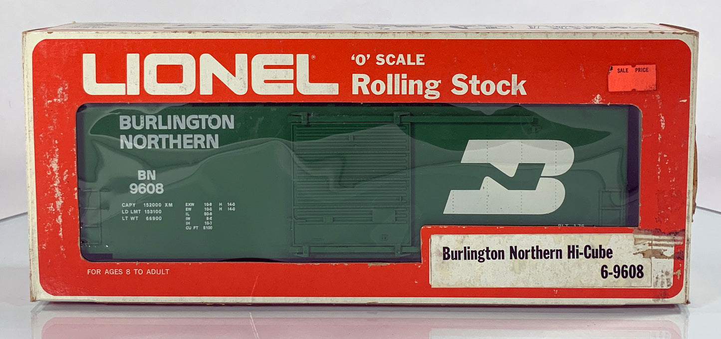 LIONEL • O GAUGE • 1976 Burlington Northern Hi-Cube Boxcar 6-9608 • NEW OLD STOCK