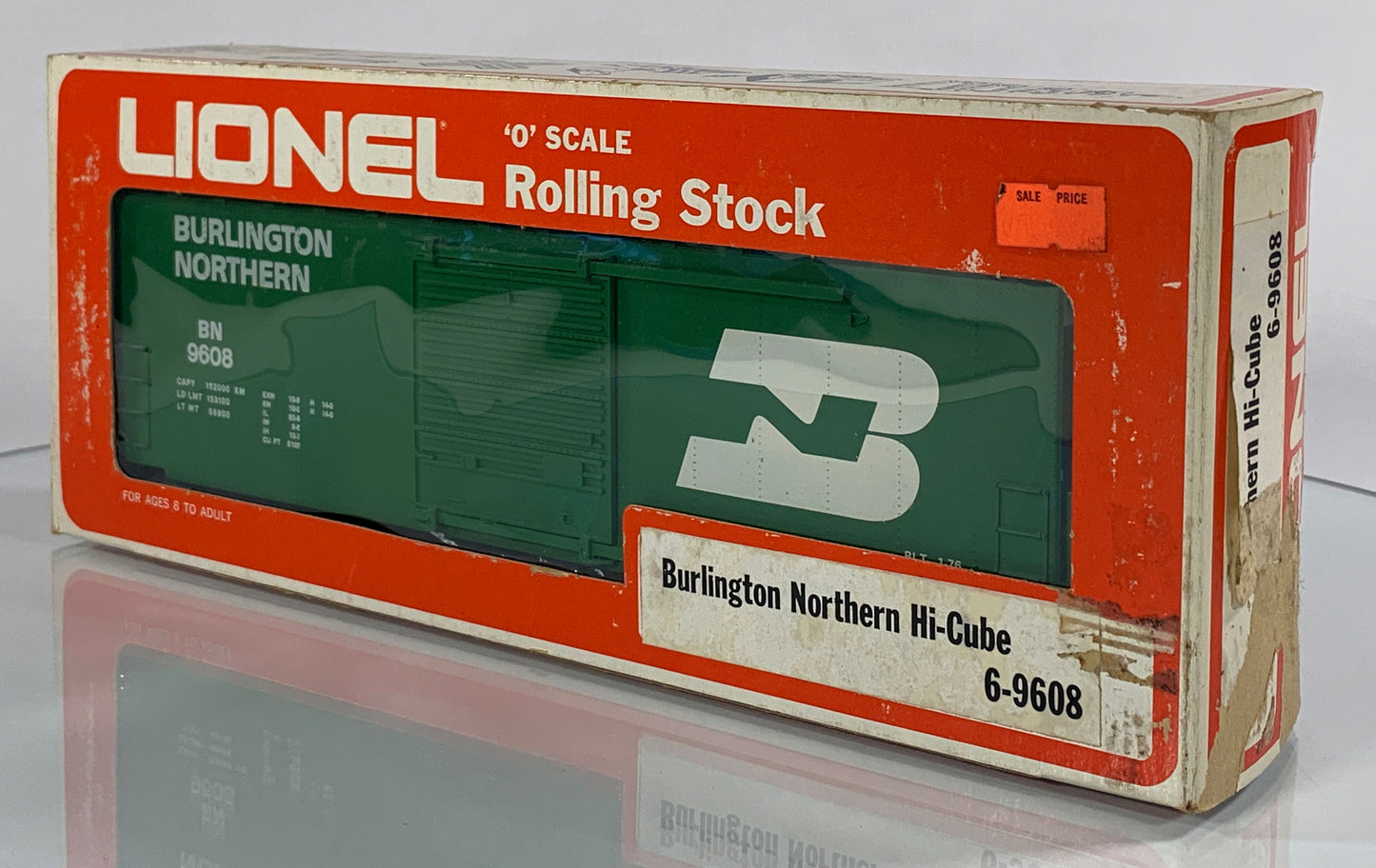 LIONEL • O GAUGE • 1976 Burlington Northern Hi-Cube Boxcar 6-9608 • NEW OLD STOCK