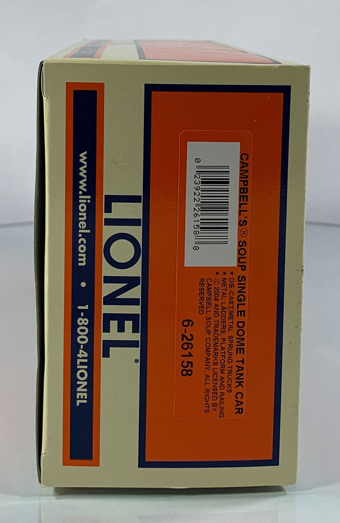 LIONEL • O GAUGE • 2004 Campbell’s Soup Single Dome Tank Car 6-26158 • NEW OLD STOCK