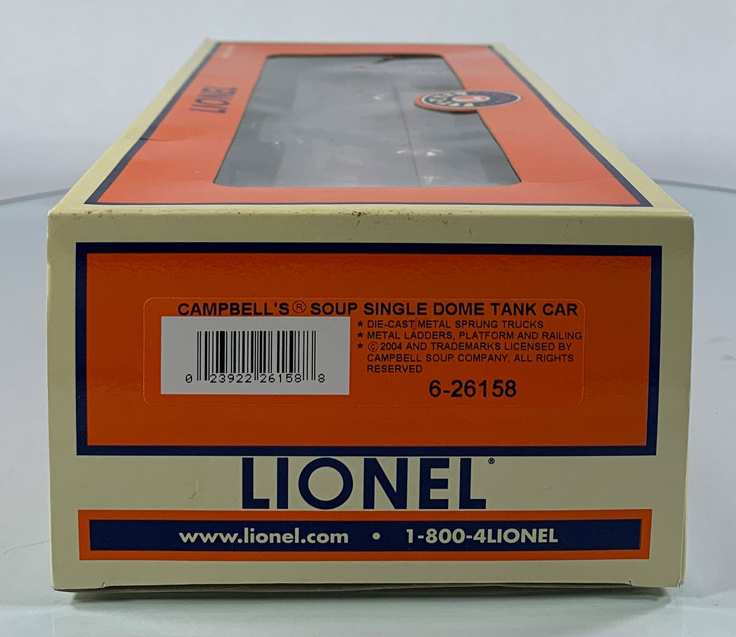 LIONEL • O GAUGE • 2004 Campbell’s Soup Single Dome Tank Car 6-26158 • NEW OLD STOCK