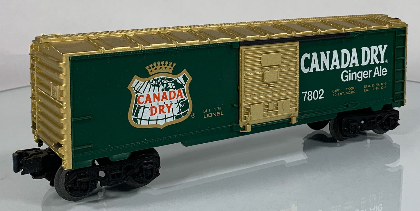 LIONEL • O GAUGE • 1976 Canada Dry Ginger Ale Boxcar 6-7802 • EX COND