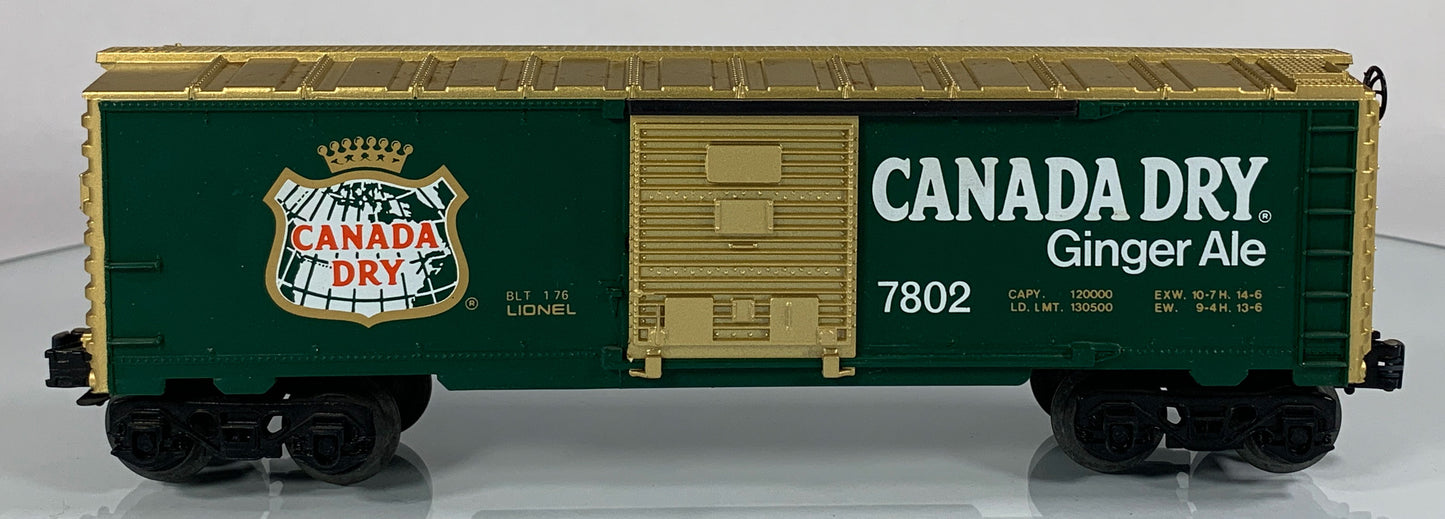 LIONEL • O GAUGE • 1976 Canada Dry Ginger Ale Boxcar 6-7802 • EX COND