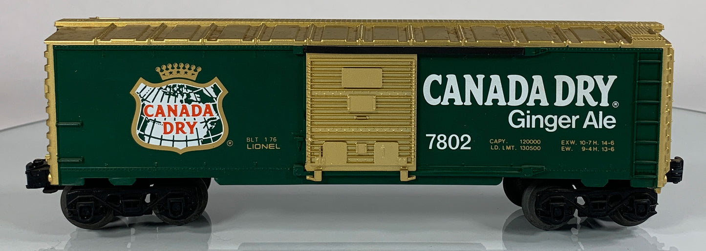 LIONEL • O GAUGE • 1976 Canada Dry Ginger Ale Boxcar 6-7802 • EX COND