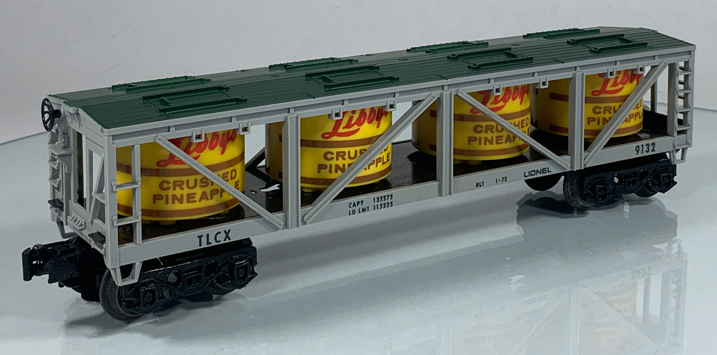 LIONEL • O GAUGE • 1975 Dole Pineapple Libby’s Vat Car 6-9132 • EX COND