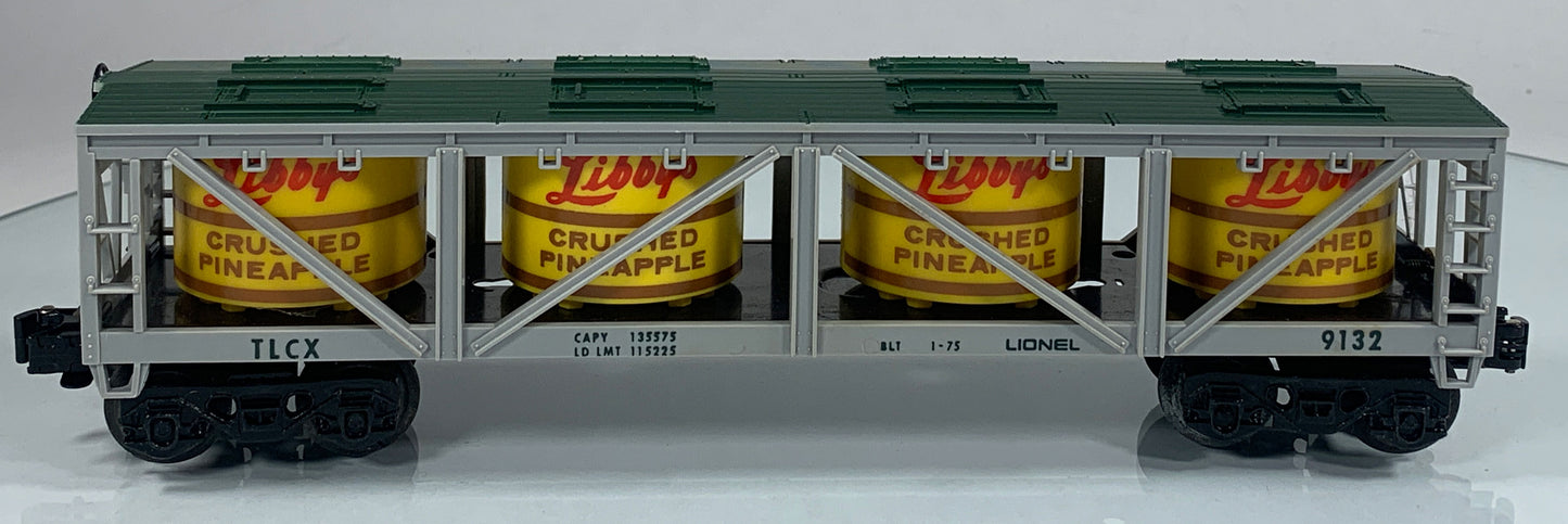 LIONEL • O GAUGE • 1975 Dole Pineapple Libby’s Vat Car 6-9132 • EX COND