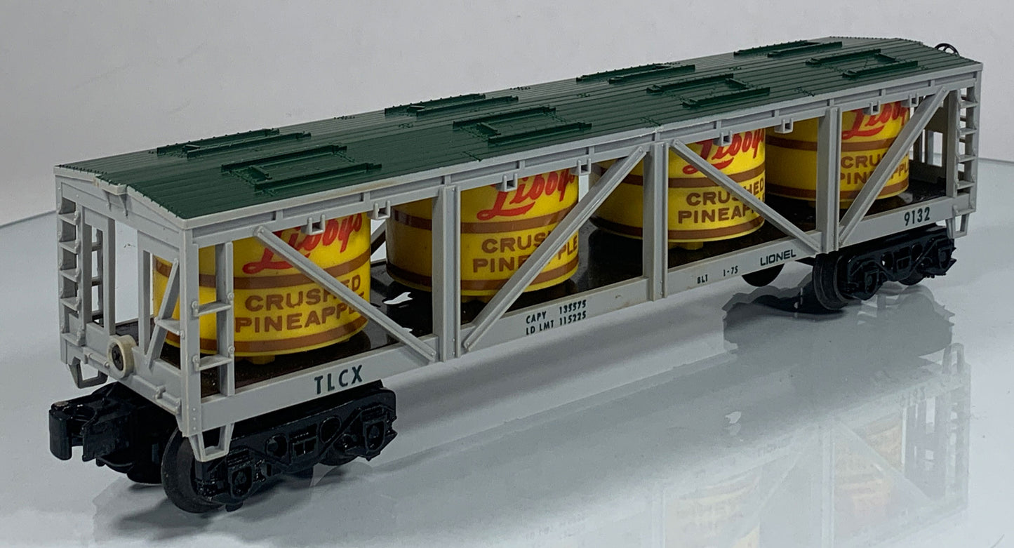 LIONEL • O GAUGE • 1975 Dole Pineapple Libby’s Vat Car 6-9132 • EX COND