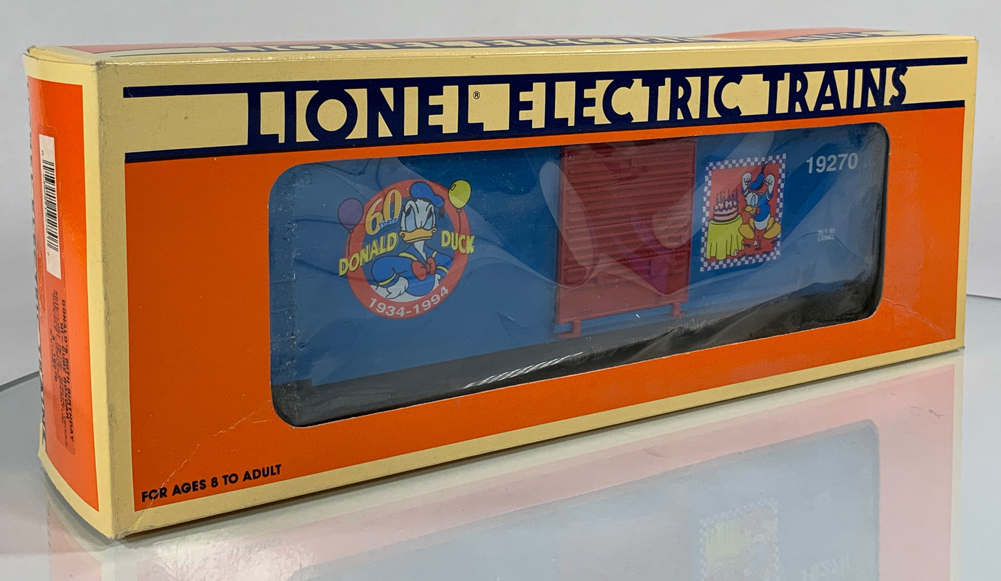 LIONEL • O GAUGE • 1995 Donald Duck 60th Birthday Box Car 6-19270 • NEW OLD STOCK