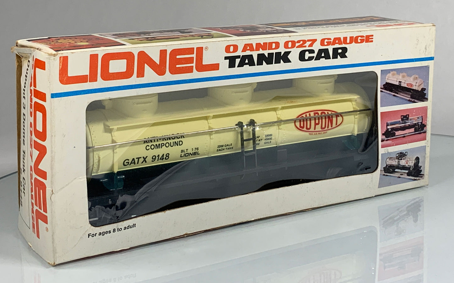 LIONEL • O GAUGE • 1976 Dupont Three Dome Tank Car 6-9148 • EX COND