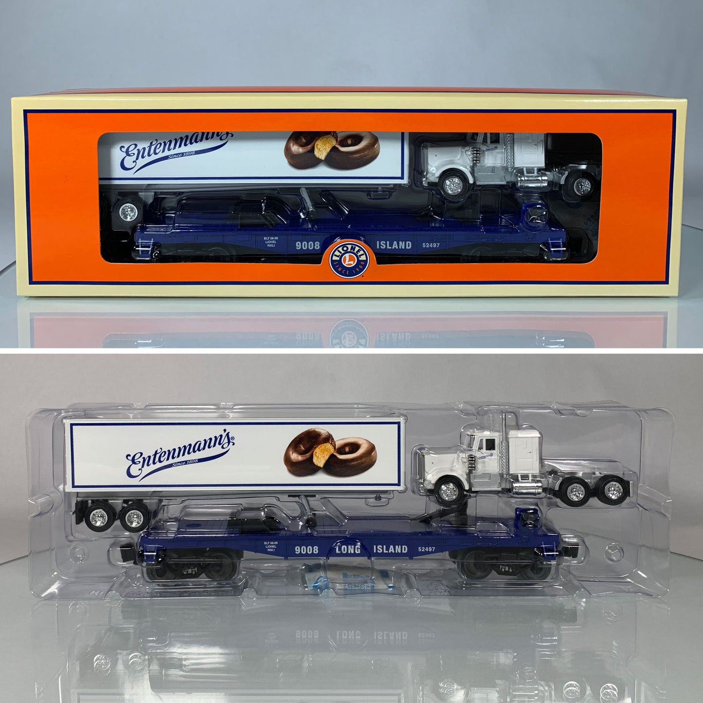 LIONEL • O GAUGE • 2009 Railroad Museum of Long Island Entenmann’s Trailer Flatcar 6-52497 • NEW OLD STOCK