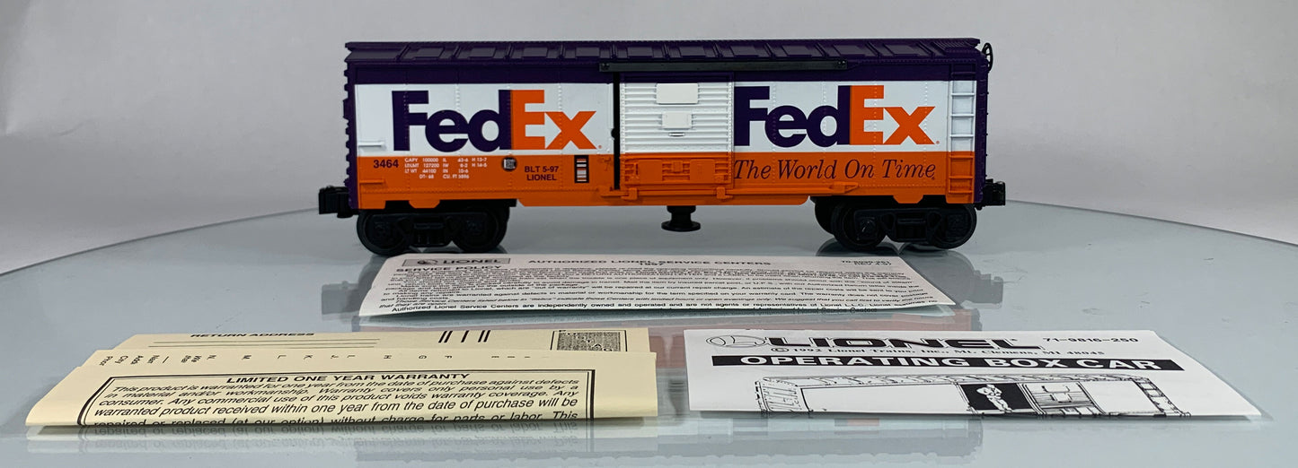 LIONEL • O GAUGE • 1997 3464x Fed Ex Animated Boxcar 6-19835 • NEW OLD STOCK