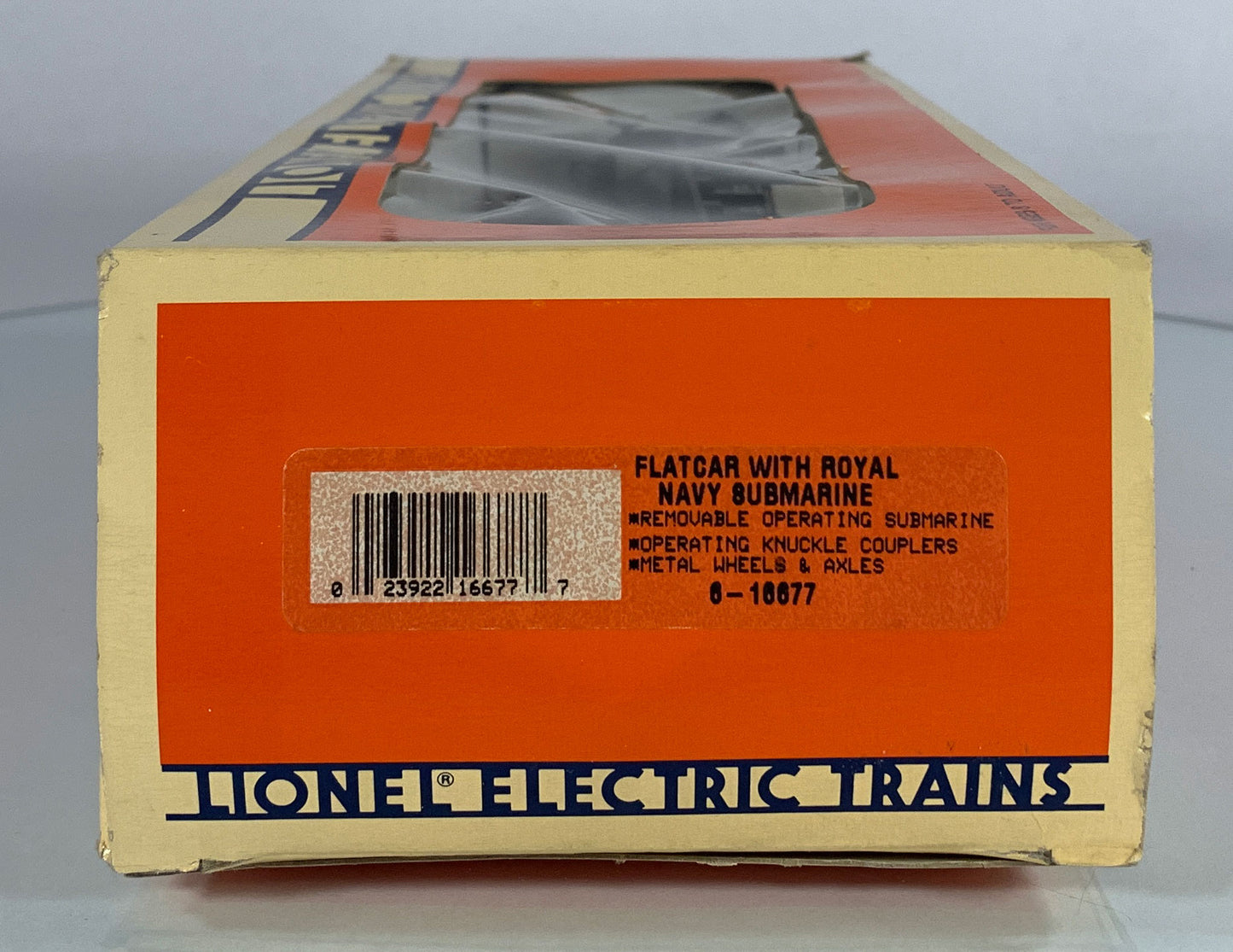 LIONEL • O GAUGE • 1994 Flatcar w Royal Navy Submarine Car 6-16677 • NEW OLD STOCK