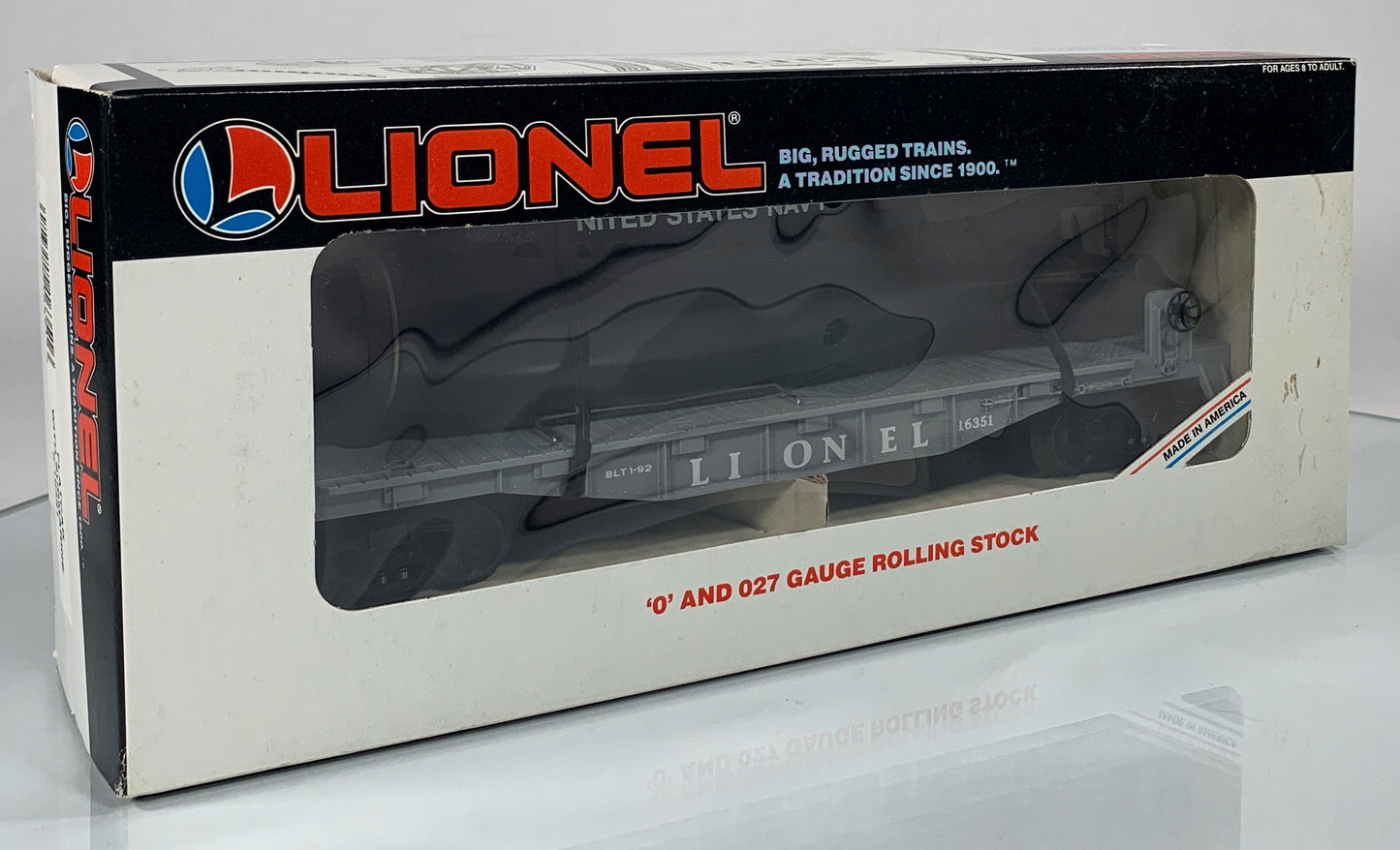 LIONEL • O GAUGE • 1992 Flatcar w United States Navy Submarine Car 6-16351 • NEW OLD STOCK