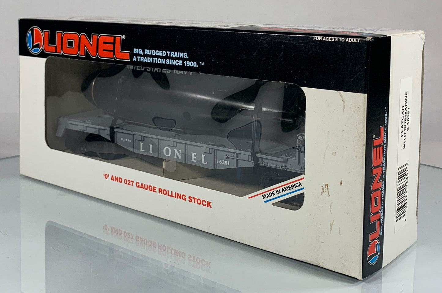 LIONEL • O GAUGE • 1992 Flatcar w United States Navy Submarine Car 6-16351 • NEW OLD STOCK