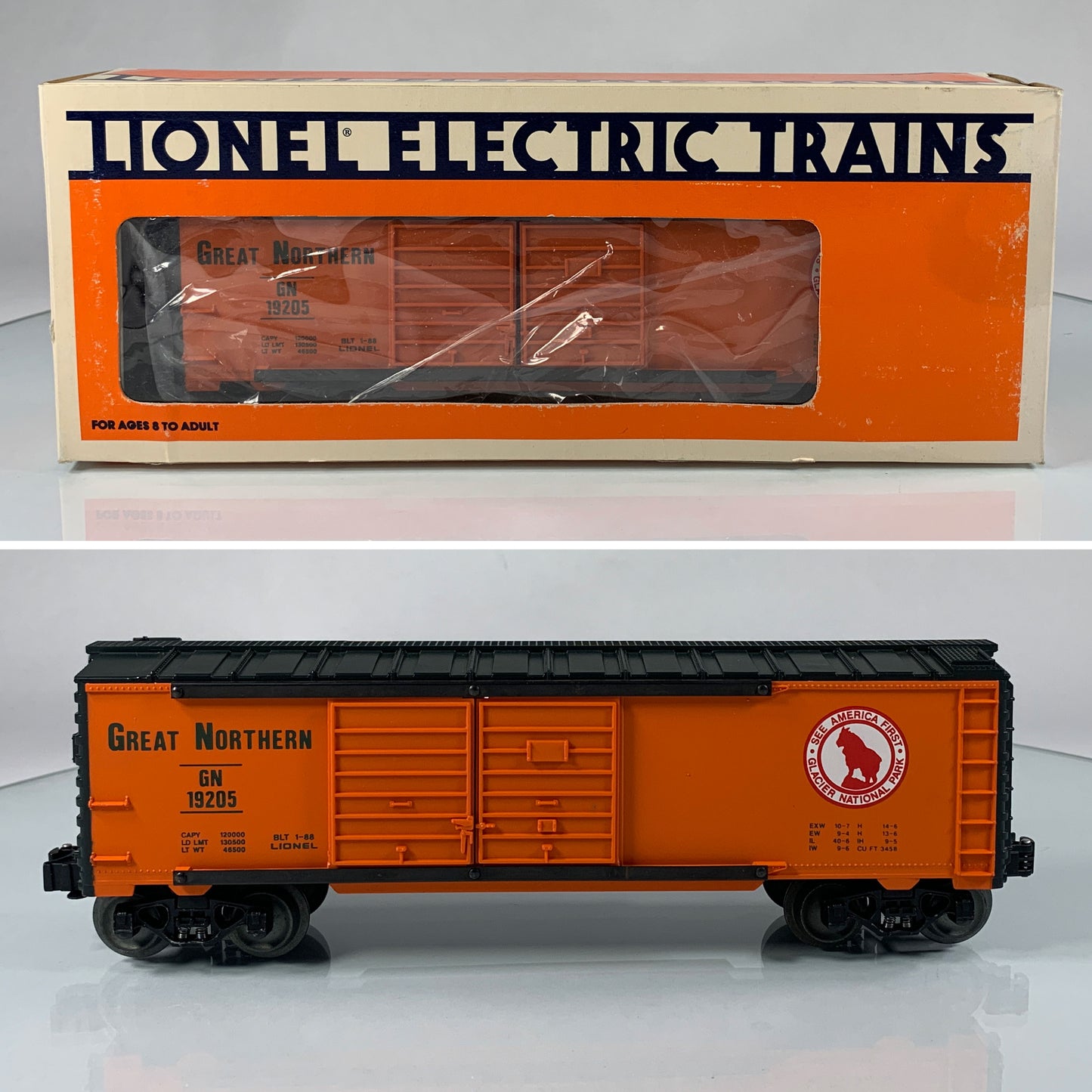 LIONEL • O GAUGE • 1988 Great Northern Double Door Boxcar 6-19205 • EX COND