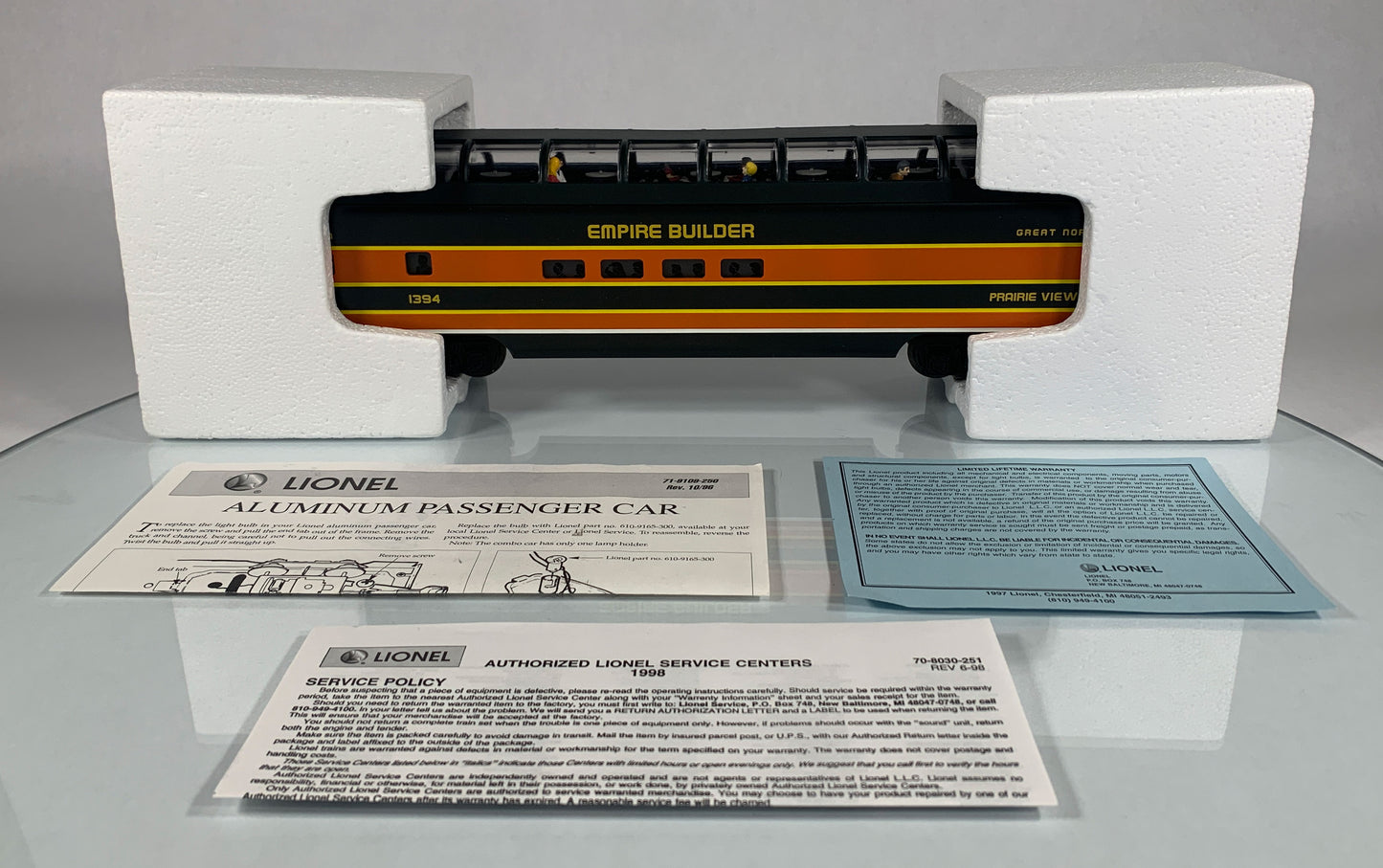 LIONEL • O GAUGE • 1998 Great Northern Prairieview Aluminum Vista Dome Car 6-19181 • NEW OLD STOCK