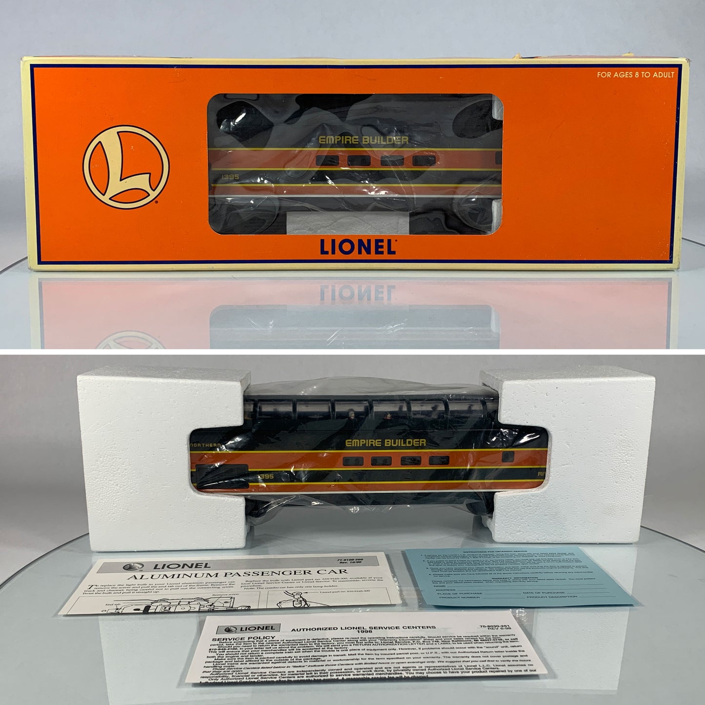 LIONEL • O GAUGE • 1998 Great Northern Riverview Aluminum Vista Dome Car 6-19182 • NEW OLD STOCK