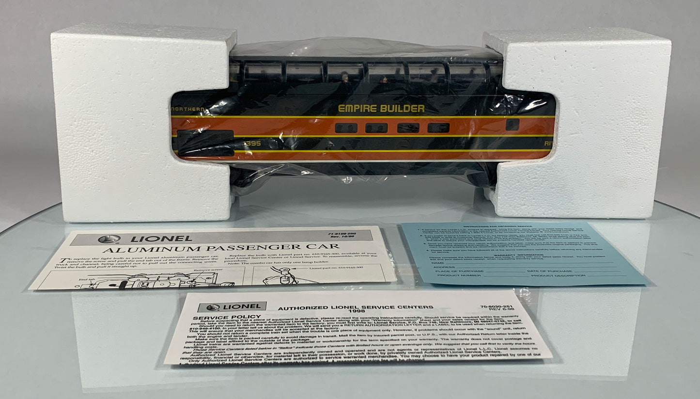 LIONEL • O GAUGE • 1998 Great Northern Riverview Aluminum Vista Dome Car 6-19182 • NEW OLD STOCK