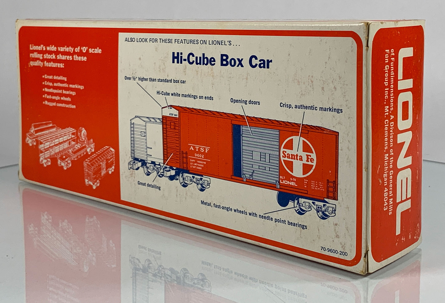 LIONEL • O GAUGE • 1976 Illinois Central Hi-Cube Boxcar 6-9601 • EX COND • LNOS