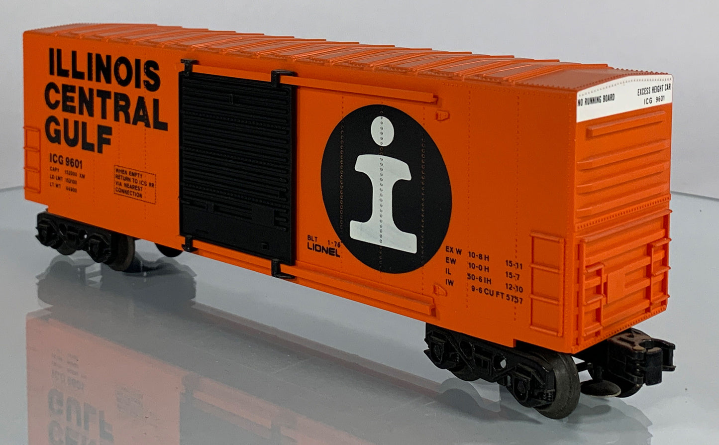 LIONEL • O GAUGE • 1976 Illinois Central Hi-Cube Boxcar 6-9601 • EX COND • LNOS